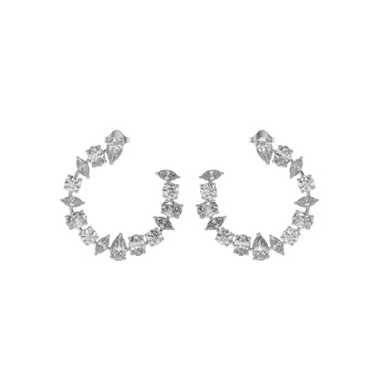 Multi-Shape Diamond Crescent Hoop Earrings Caratlink
