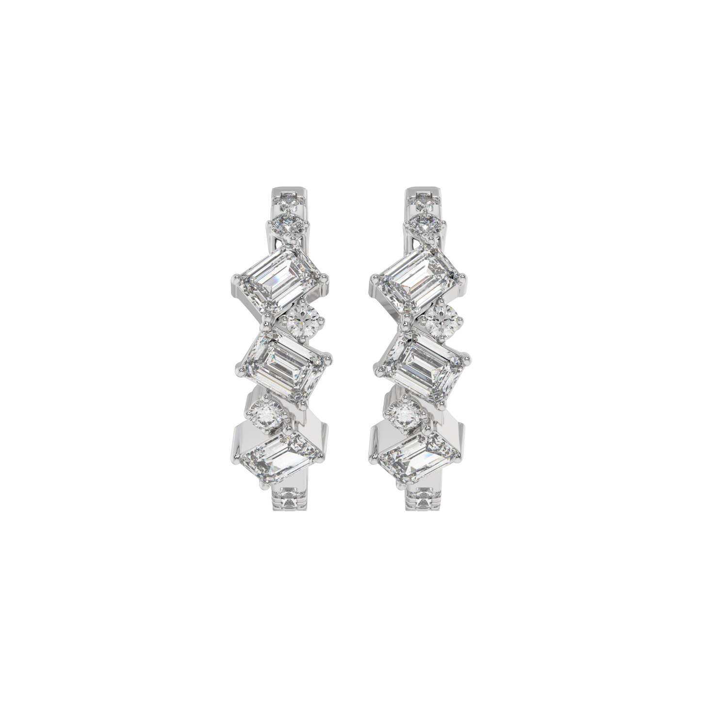 Geometric Emerald Diamond Hoop Earrings Caratlink