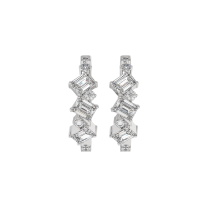 Geometric Emerald Diamond Hoop Earrings Caratlink