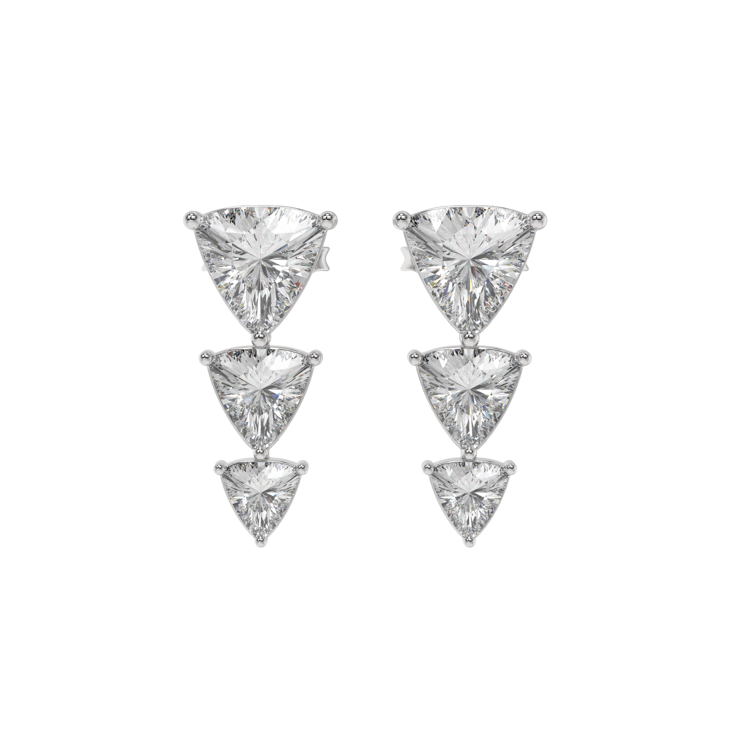 Trillion Cascade Diamond Stud Earrings Caratlink