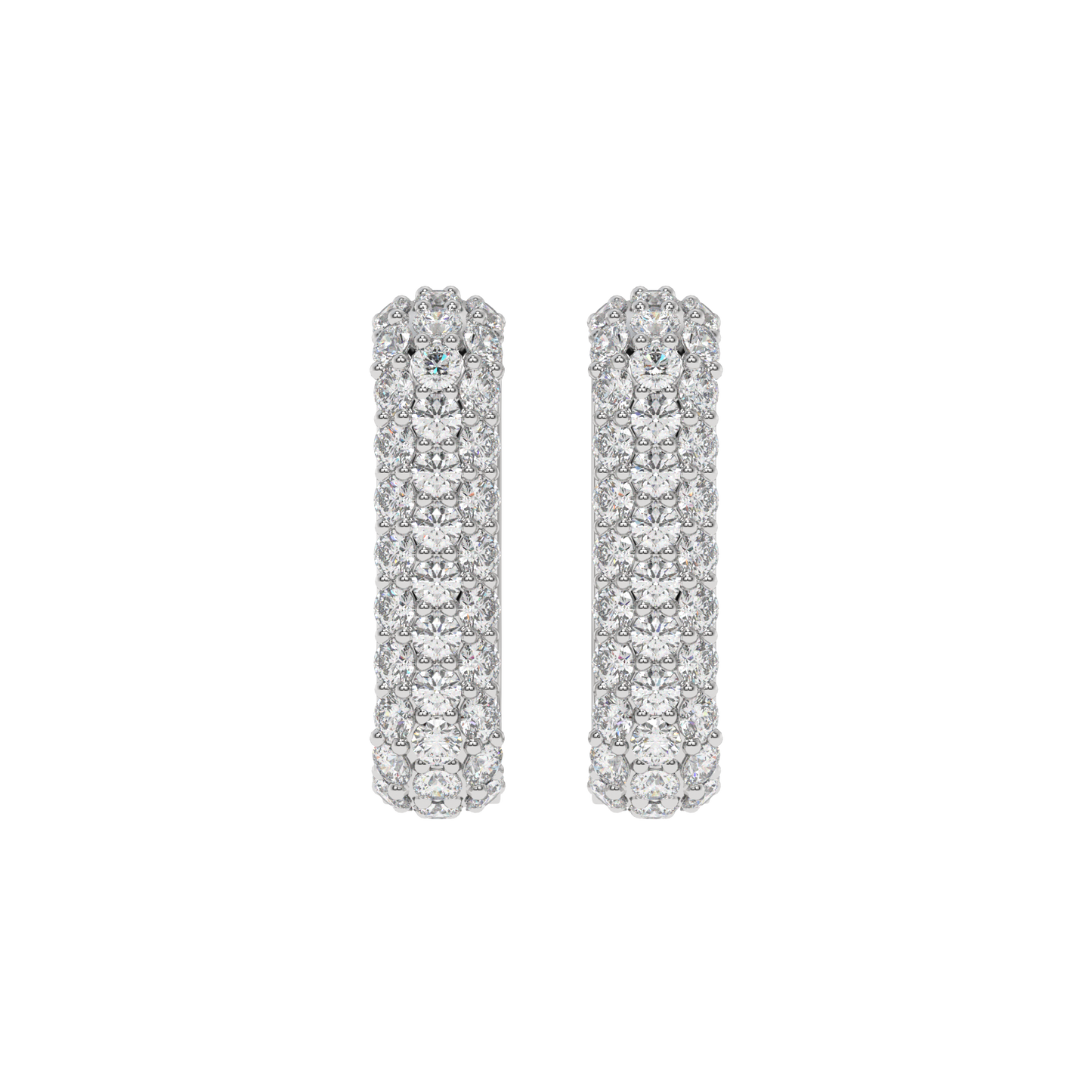 Triple Row Diamond Hoop Earrings