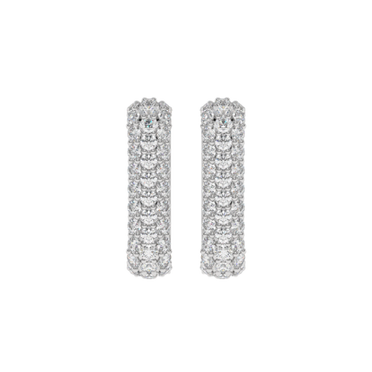 Triple Row Diamond Hoop Earrings
