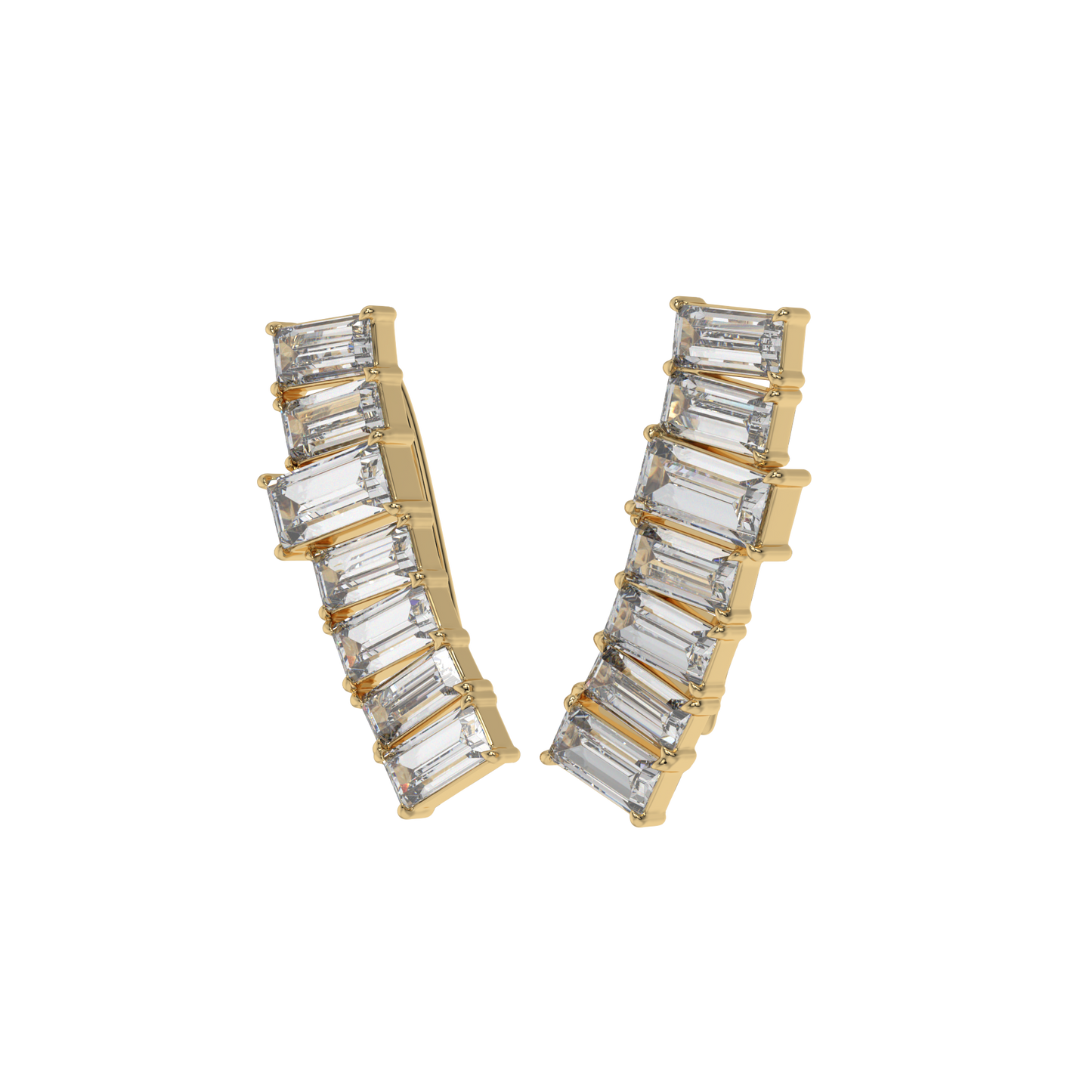 Baguette Cascade Diamond Ear Cuffs Caratlink