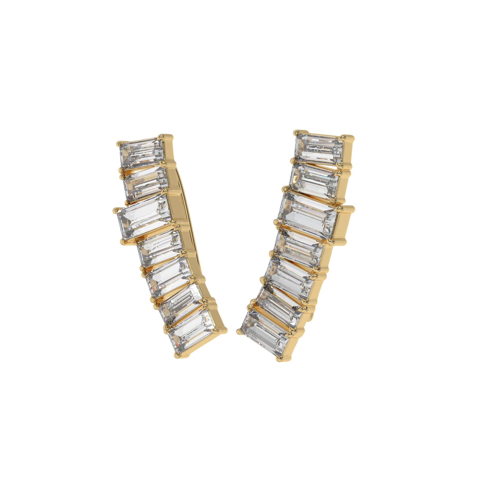 Baguette Cascade Diamond Ear Cuffs Caratlink