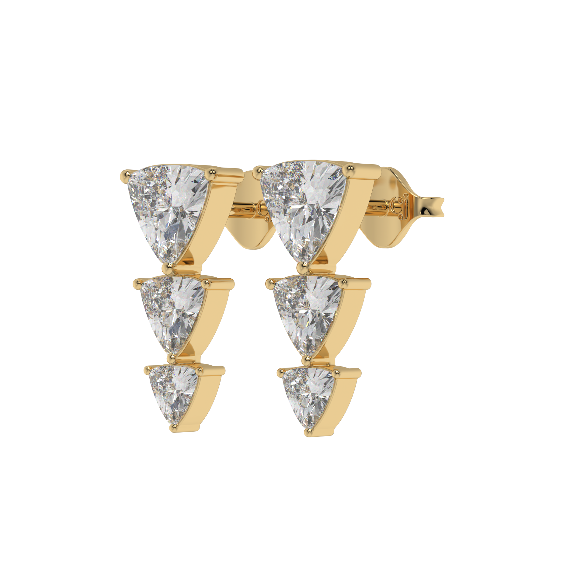 Trillion Cascade Diamond Stud Earrings Caratlink