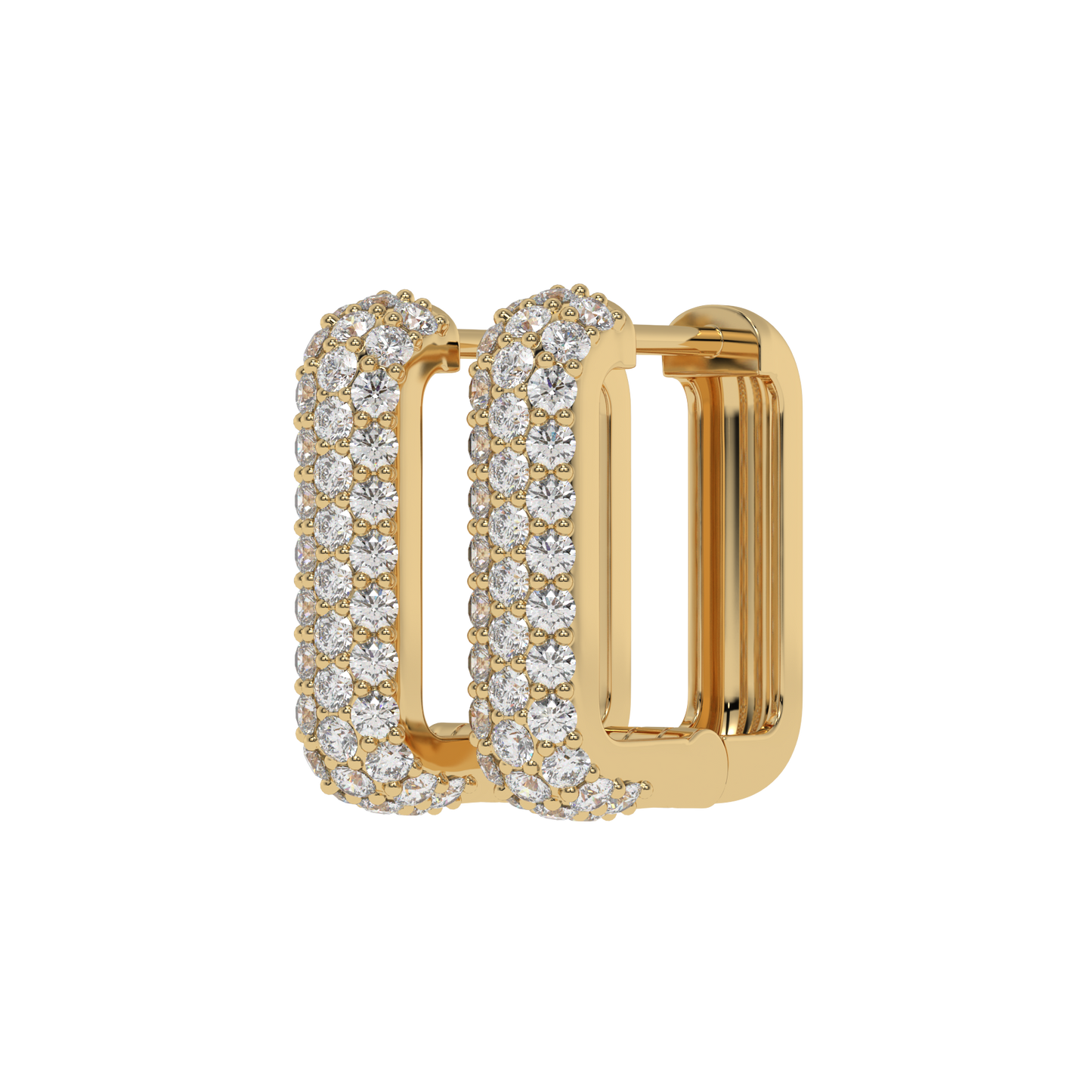 Triple Row Diamond Hoop Earrings