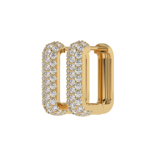 Triple Row Diamond Hoop Earrings