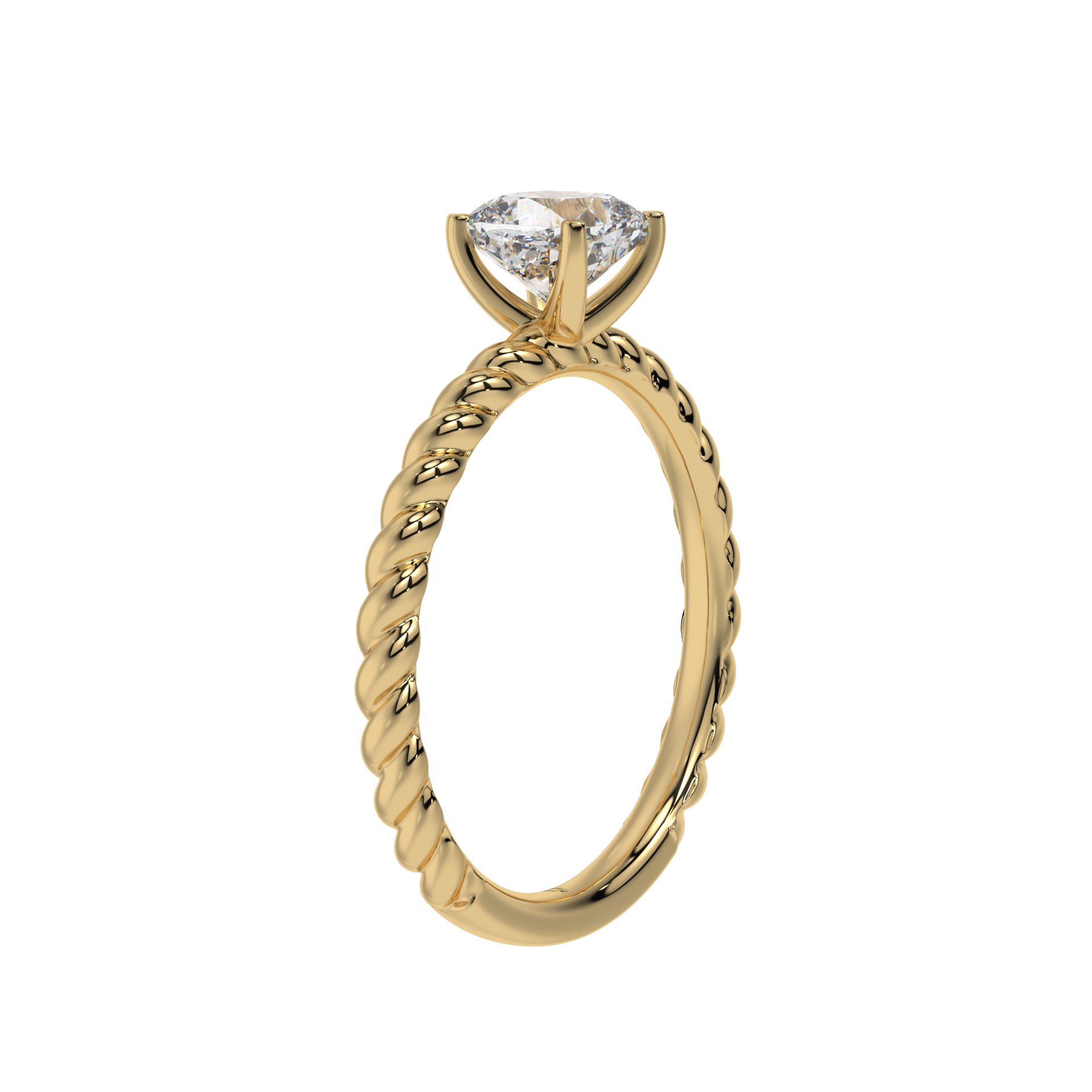Twisted Rope Cushion Solitaire Ring - Caratlink