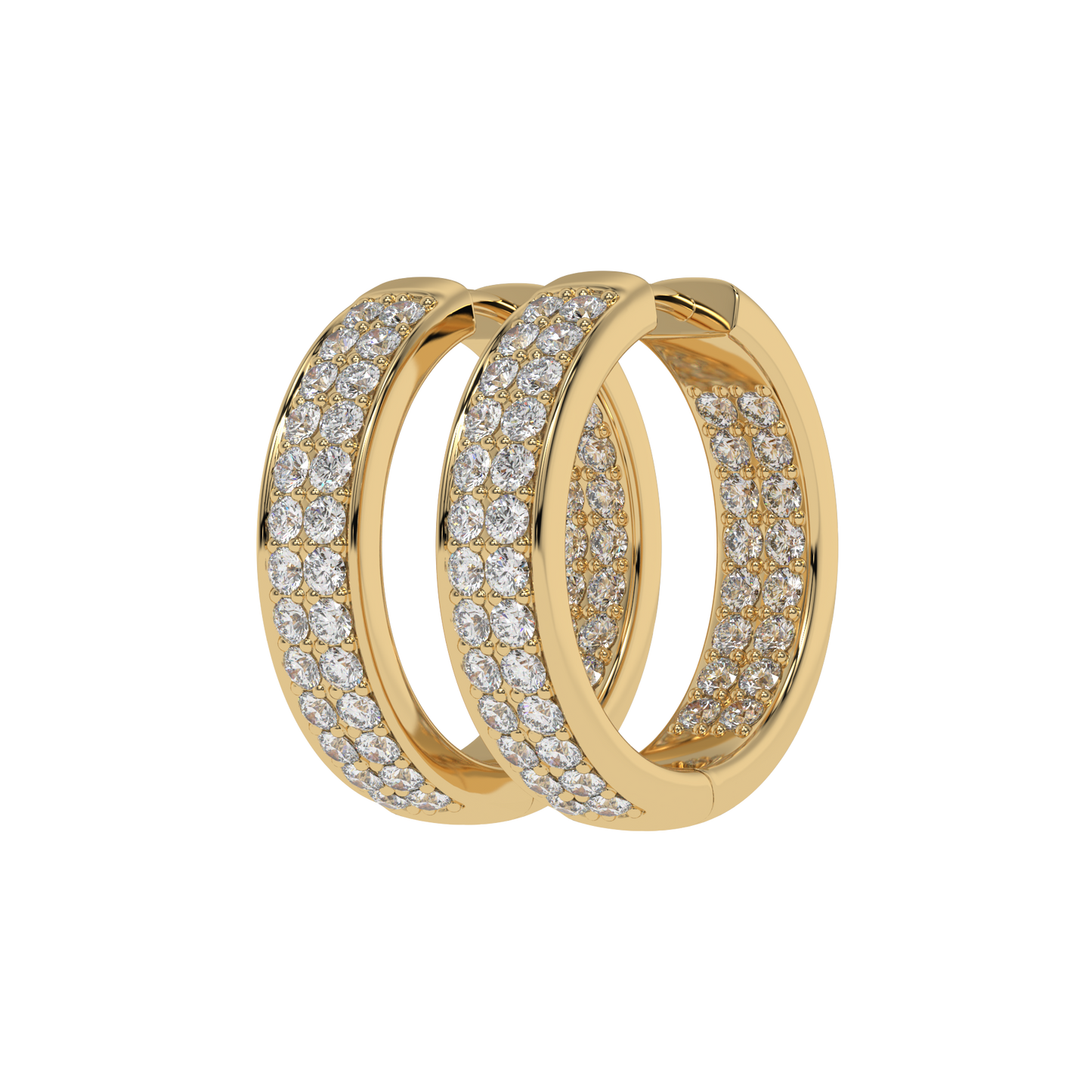 Double Row Diamond Hoop Earrings Caratlink