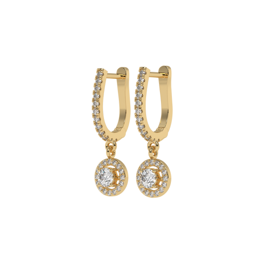 Halo Diamond Drop Earrings