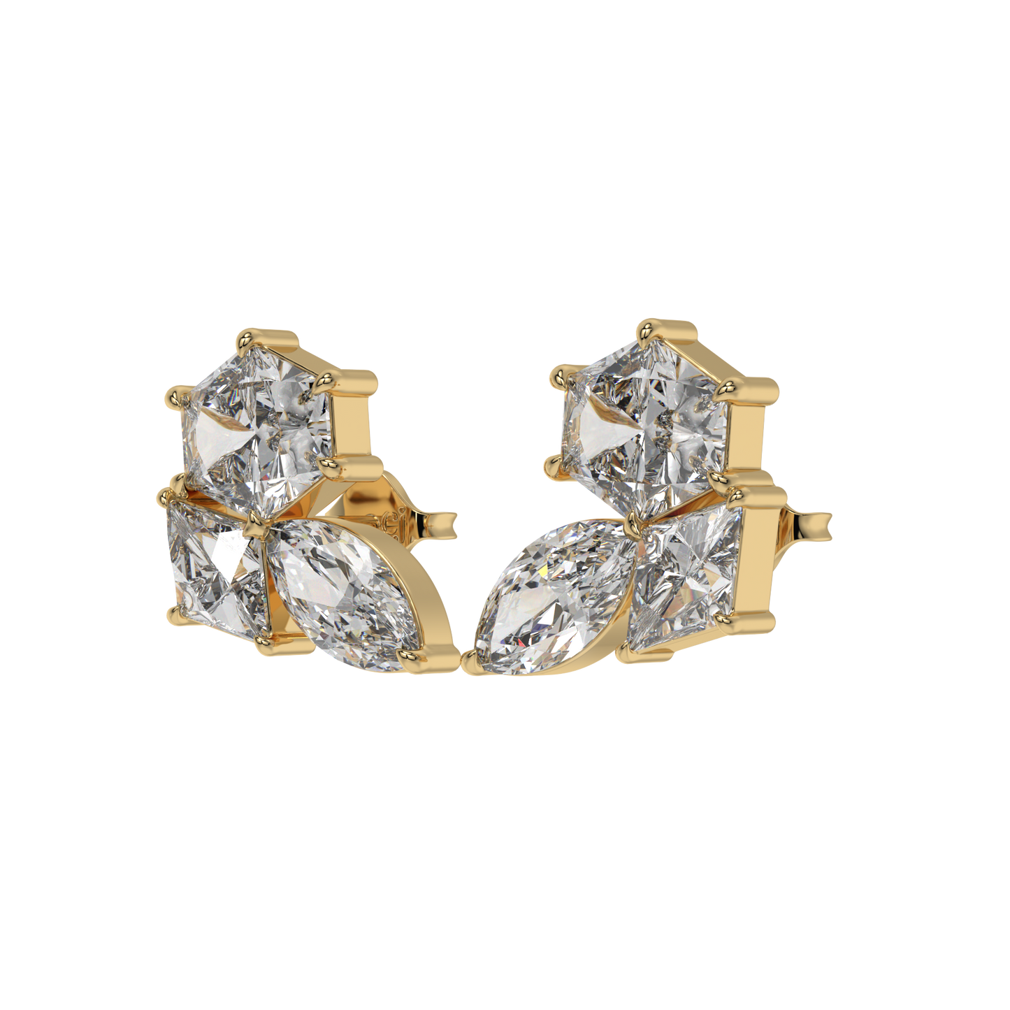 Hexa-Lozenge Diamond Stud Earrings Caratlink