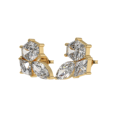 Hexa-Lozenge Diamond Stud Earrings Caratlink