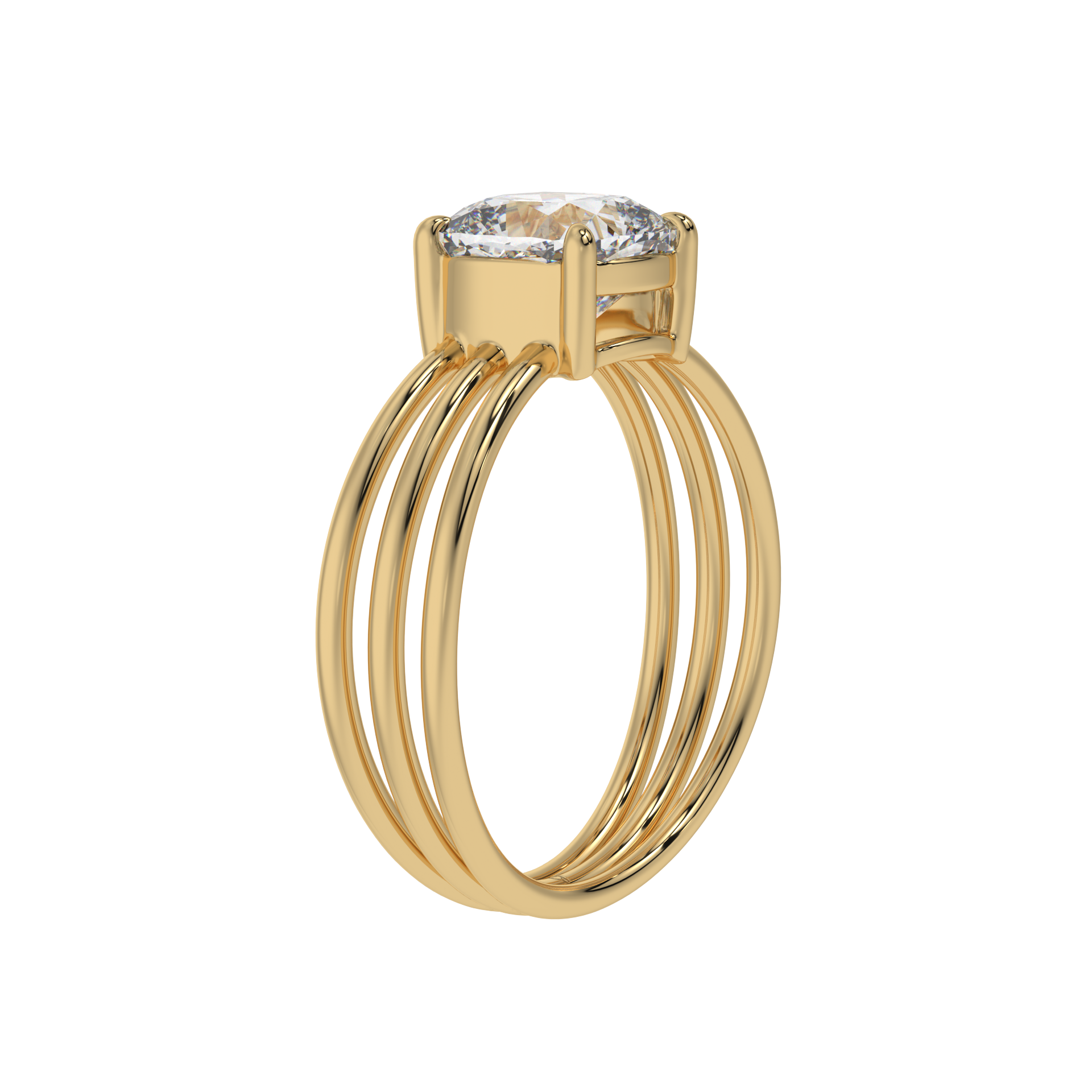 Triple Grace Cushion Solitaire Ring - Caratlink