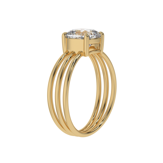 Triple Grace Cushion Solitaire Ring - Caratlink