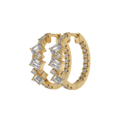 Geometric Emerald Diamond Hoop Earrings Caratlink