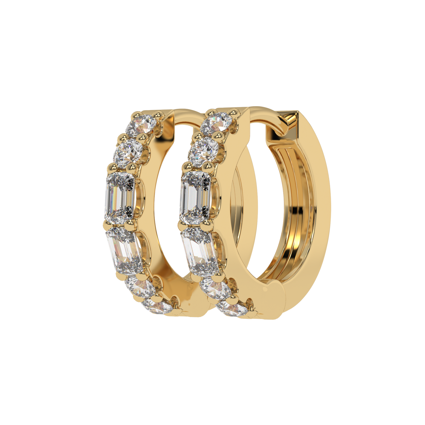 Emerald and Round Diamond Hoop Earrings CaratLink