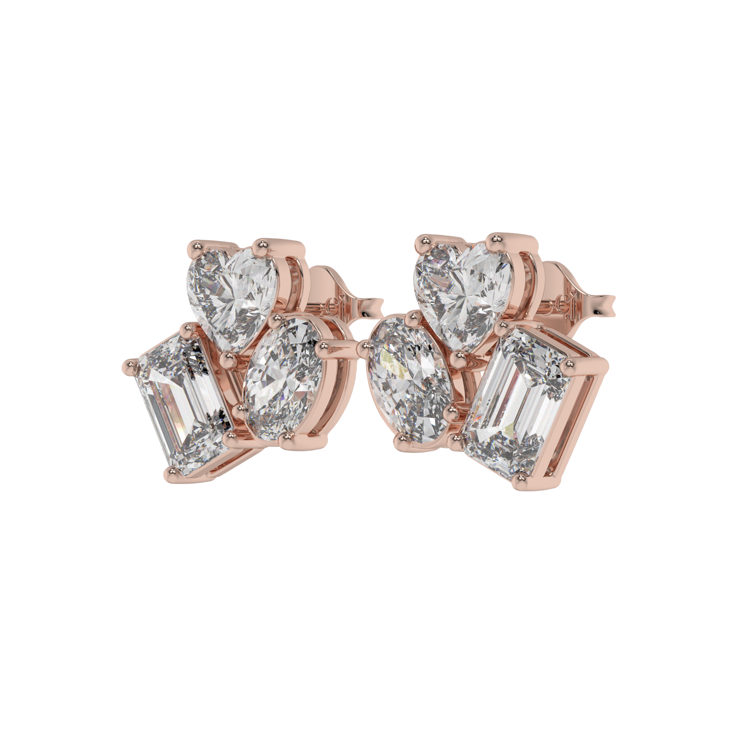 Trio Shape Diamond Stud Earrings Caratlink