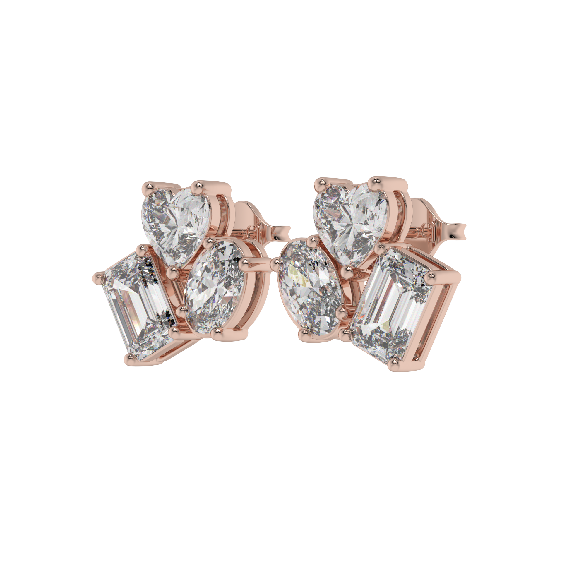 Trio Shape Diamond Stud Earrings Caratlink
