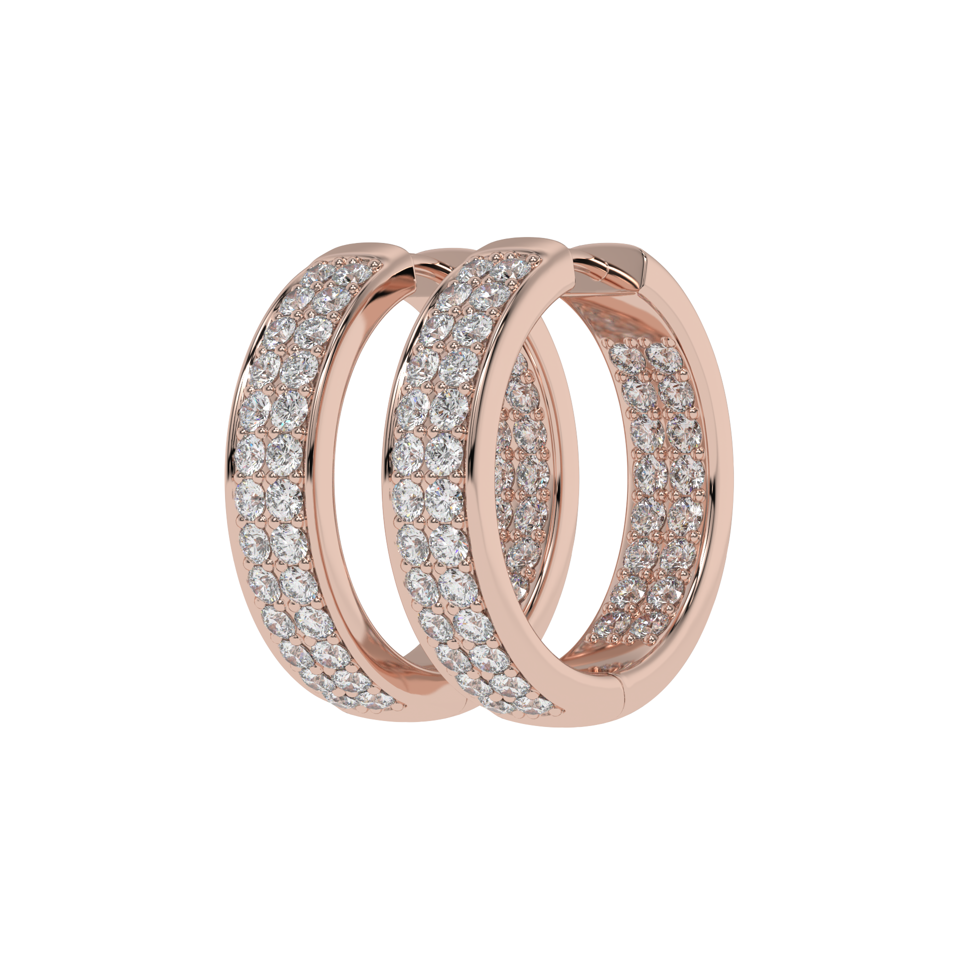 Double Row Diamond Hoop Earrings Caratlink