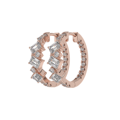 Geometric Emerald Diamond Hoop Earrings Caratlink