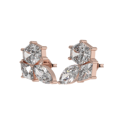 Hexa-Lozenge Diamond Stud Earrings Caratlink