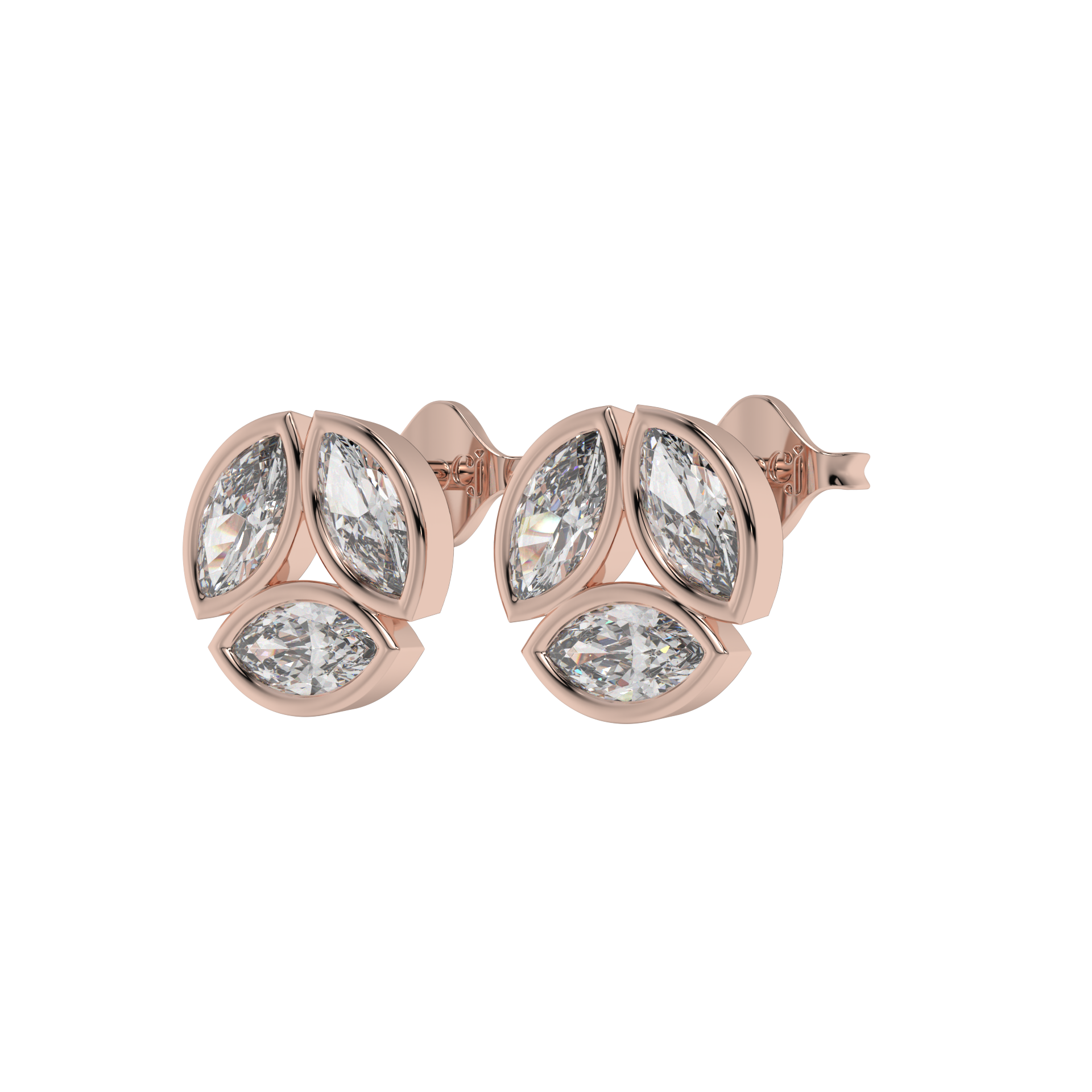 Marquise Trio Diamond Stud Earrings Caratlink