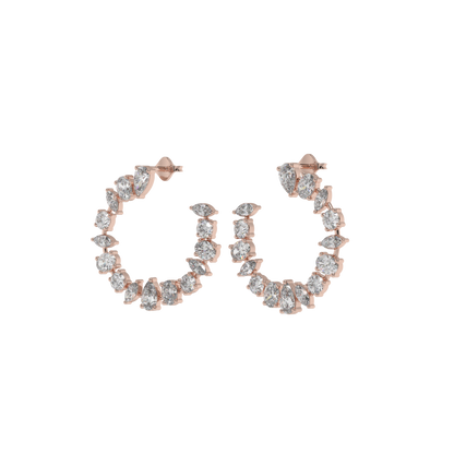 Multi-Shape Diamond Crescent Hoop Earrings Caratlink