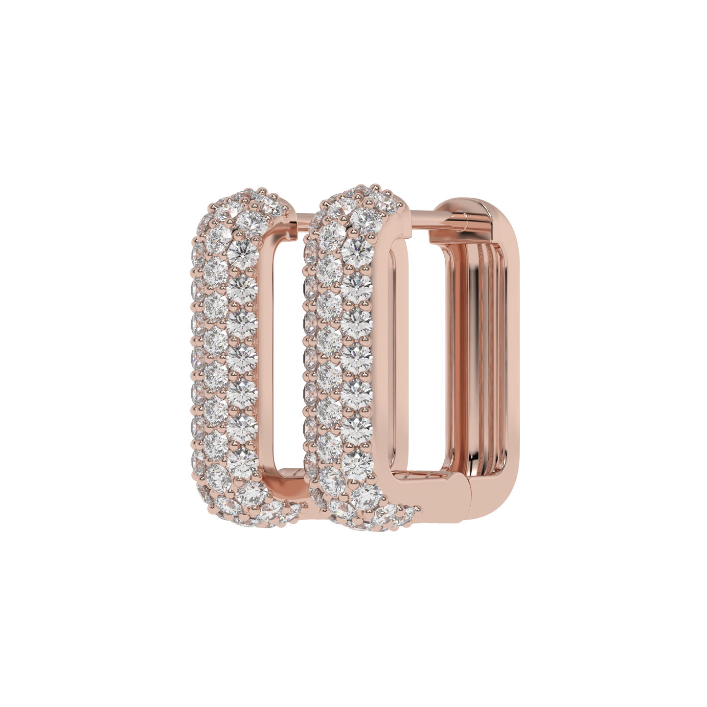 Triple Row Diamond Hoop Earrings