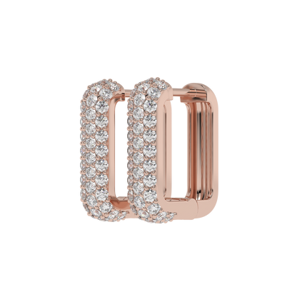 Triple Row Diamond Hoop Earrings