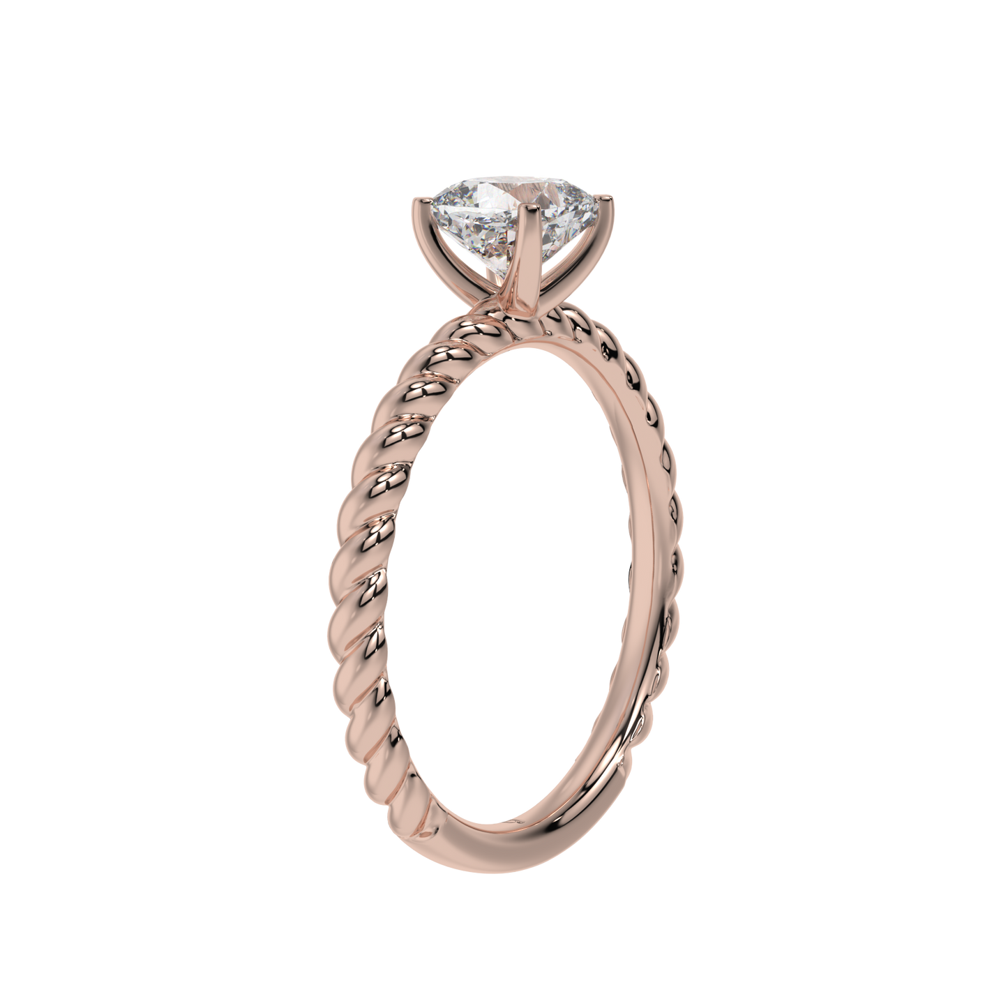 Twisted Rope Cushion Solitaire Ring - Caratlink