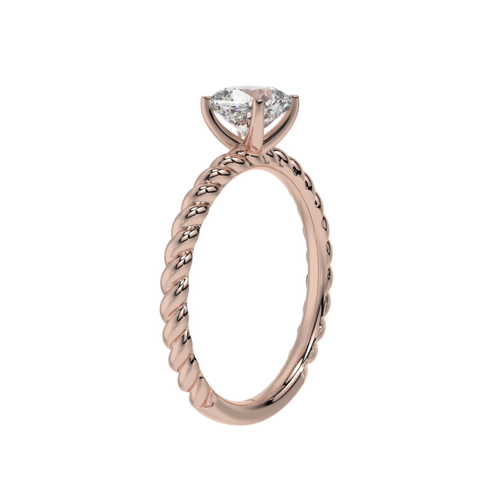 Twisted Rope Cushion Solitaire Ring - Caratlink