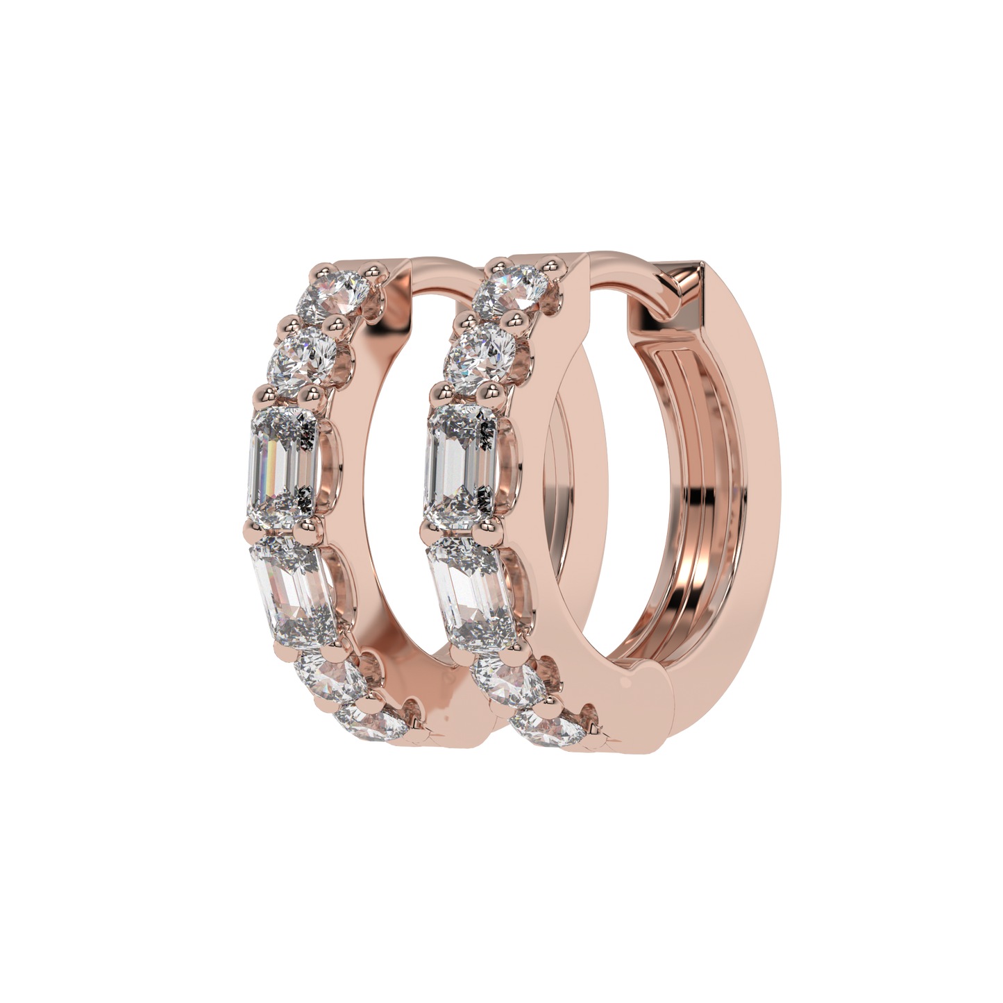 Emerald and Round Diamond Hoop Earrings CaratLink