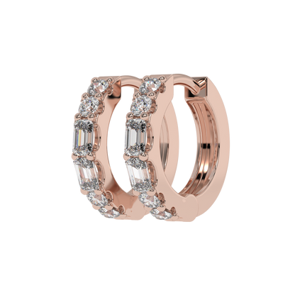 Emerald and Round Diamond Hoop Earrings CaratLink