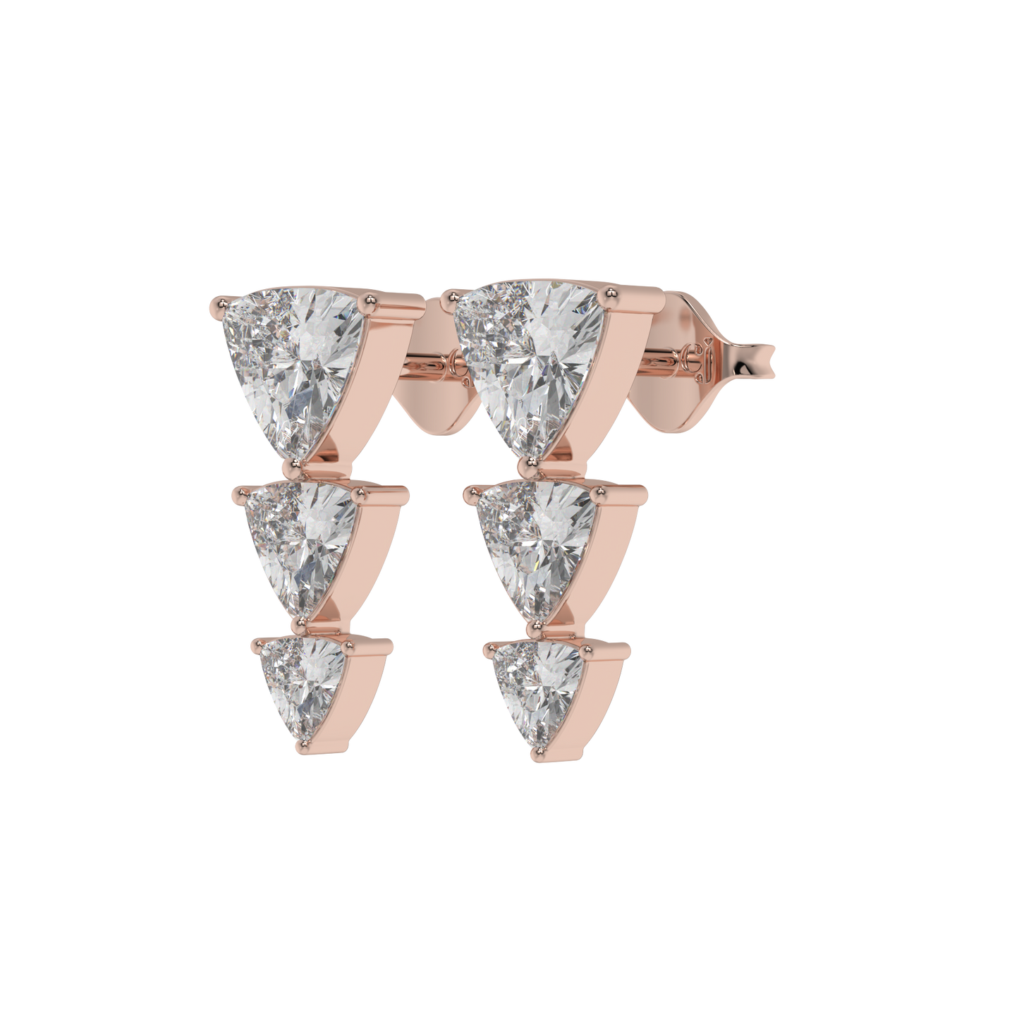 Trillion Cascade Diamond Stud Earrings Caratlink