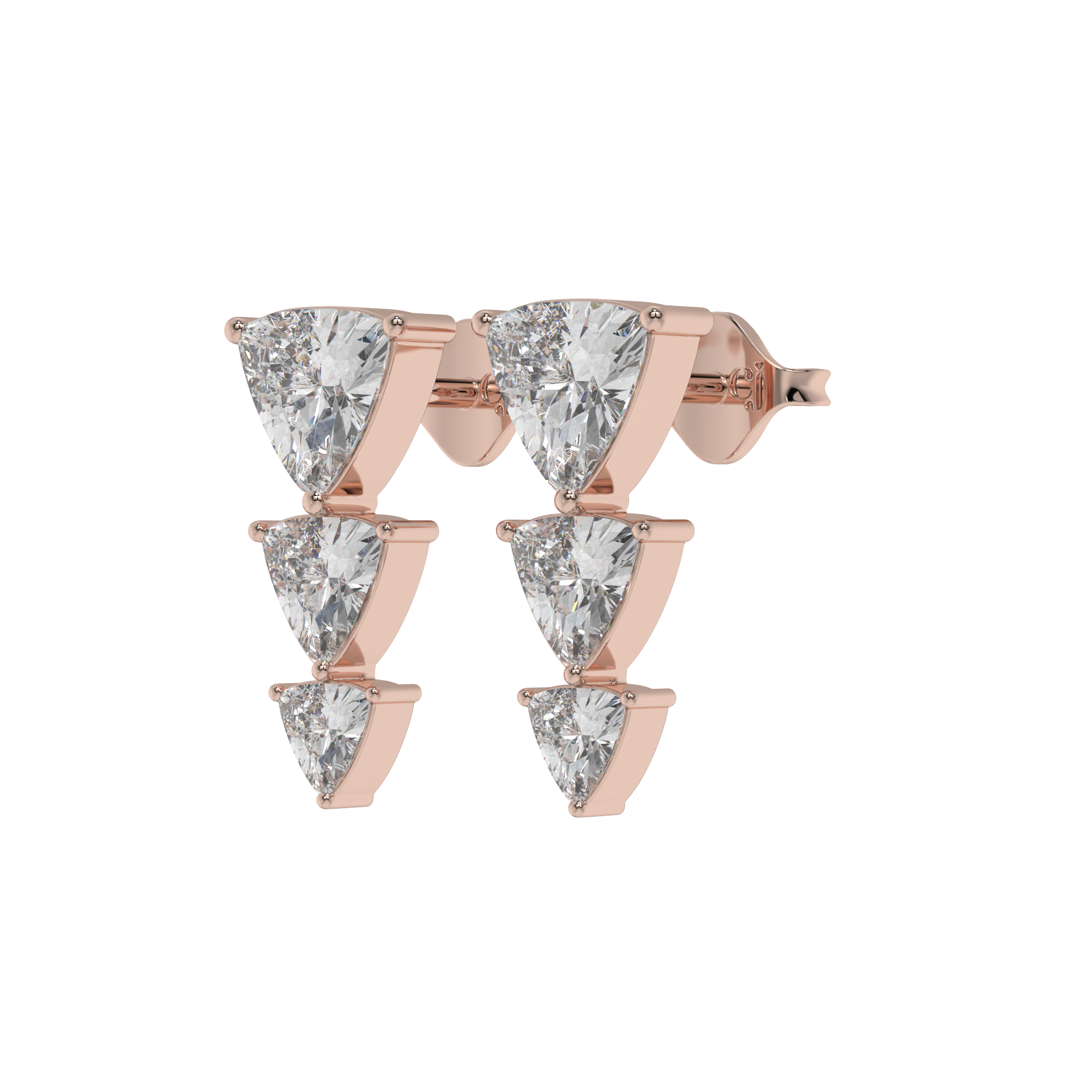 Trillion Cascade Diamond Stud Earrings Caratlink