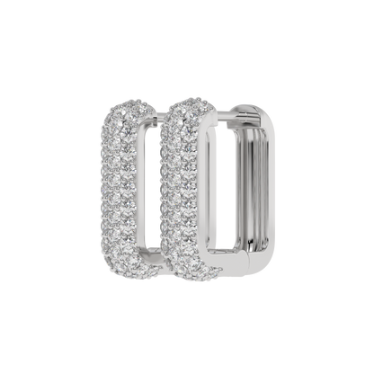 Triple Row Diamond Hoop Earrings
