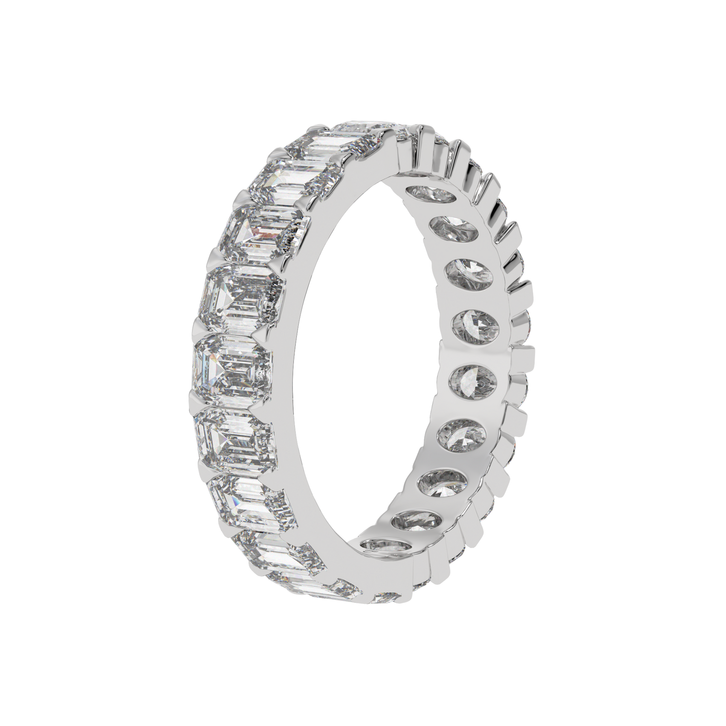 Eternal Emerald & Oval Diamond Eternity Ring Caratlink