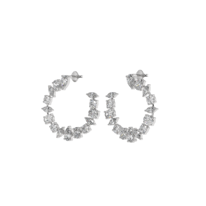 Multi-Shape Diamond Crescent Hoop Earrings Caratlink