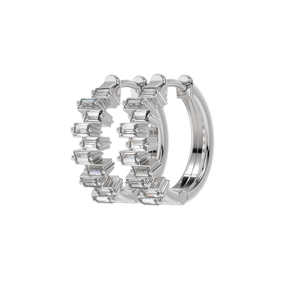 Architectural Baguette Diamond Hoop Earrings Caratlink