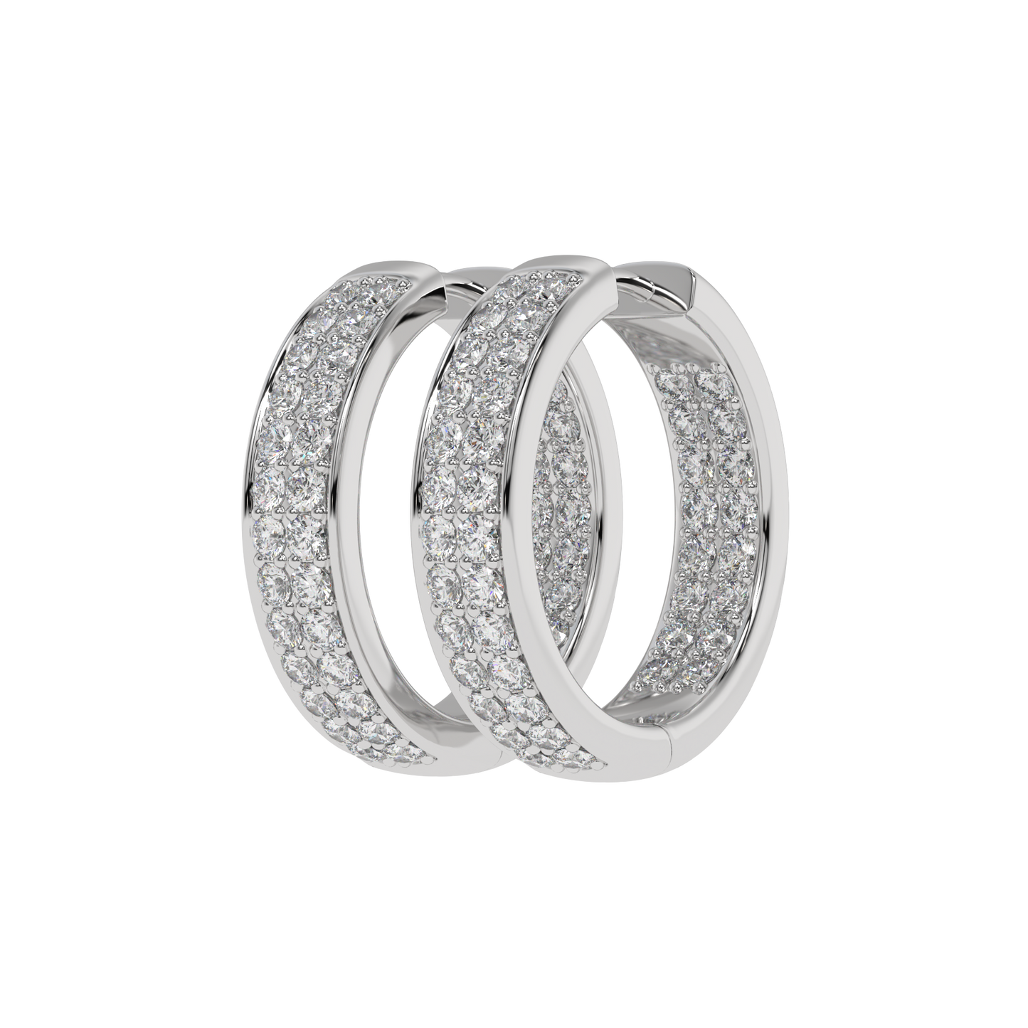 Double Row Diamond Hoop Earrings Caratlink