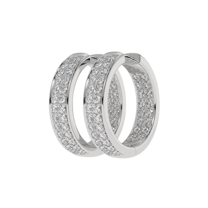 Double Row Diamond Hoop Earrings Caratlink