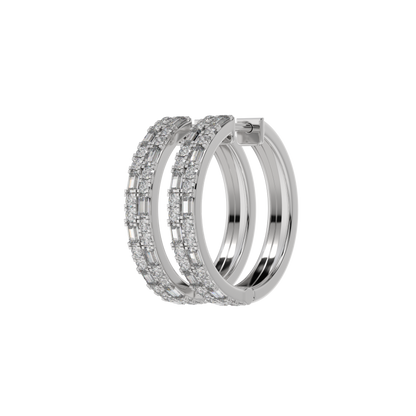 Luxe Baguette & Round Diamond Hoops Caratlink