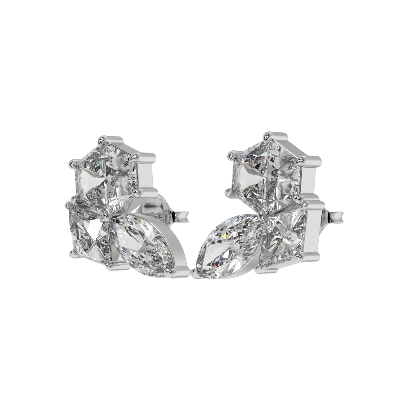 Hexa-Lozenge Diamond Stud Earrings Caratlink