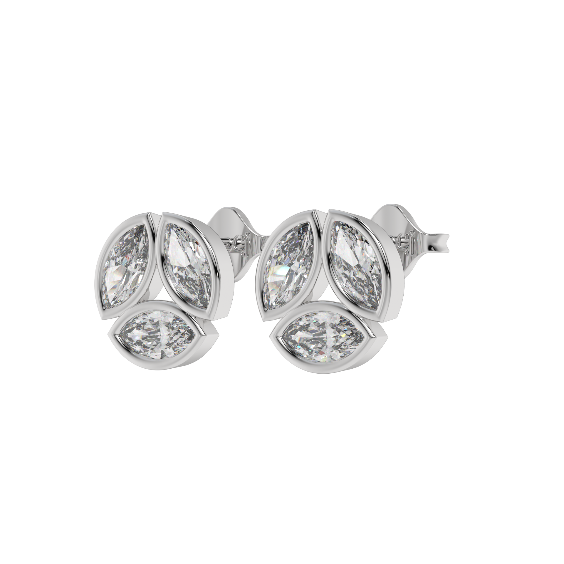 Marquise Trio Diamond Stud Earrings Caratlink