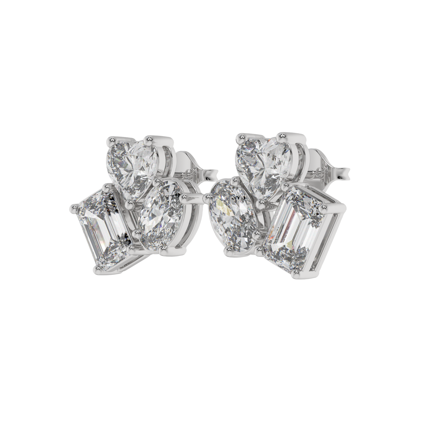 Trio Shape Diamond Stud Earrings Caratlink