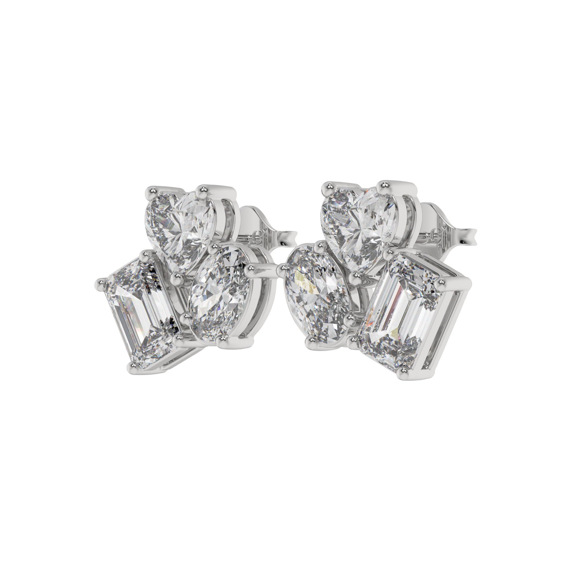 Trio Shape Diamond Stud Earrings Caratlink