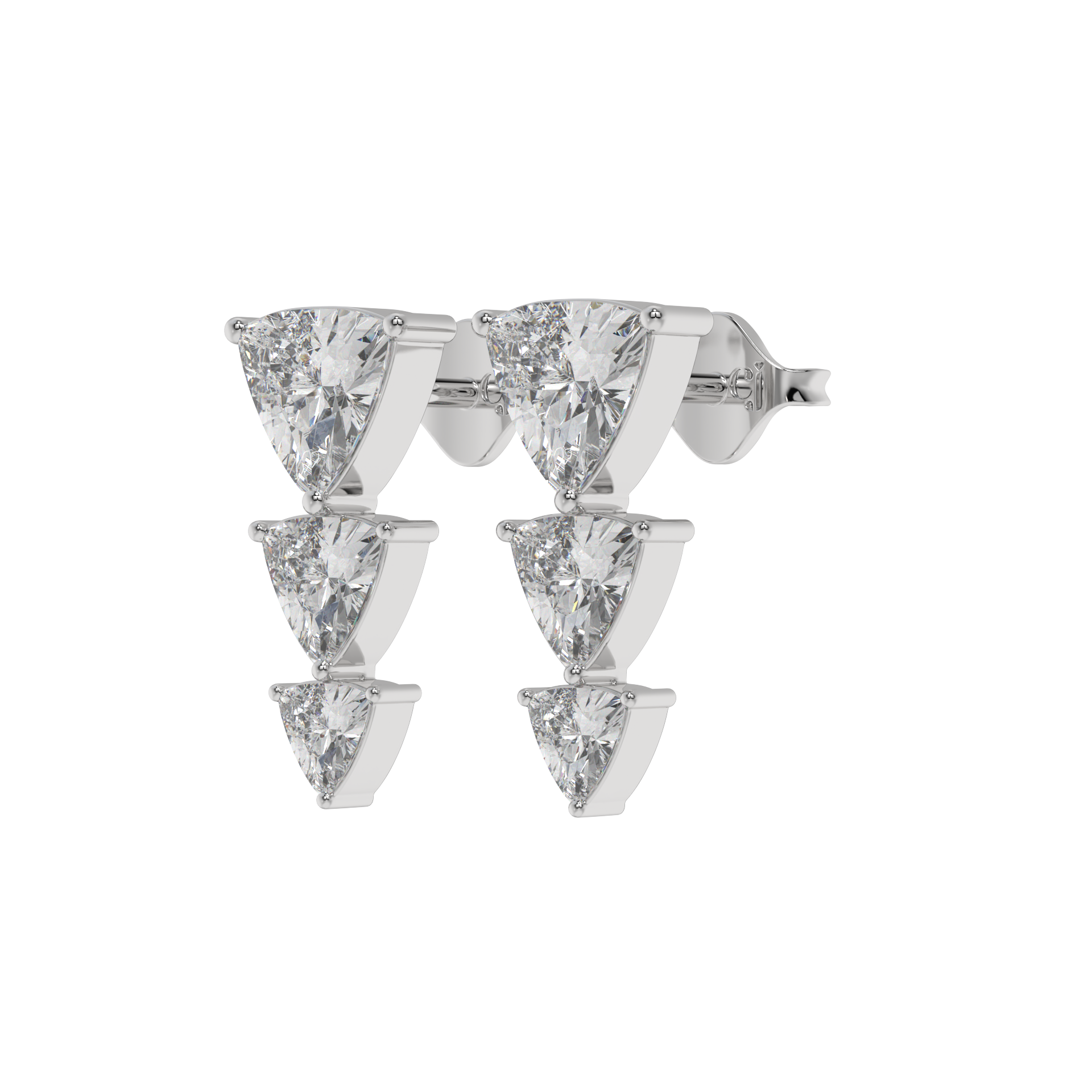 Trillion Cascade Diamond Stud Earrings Caratlink