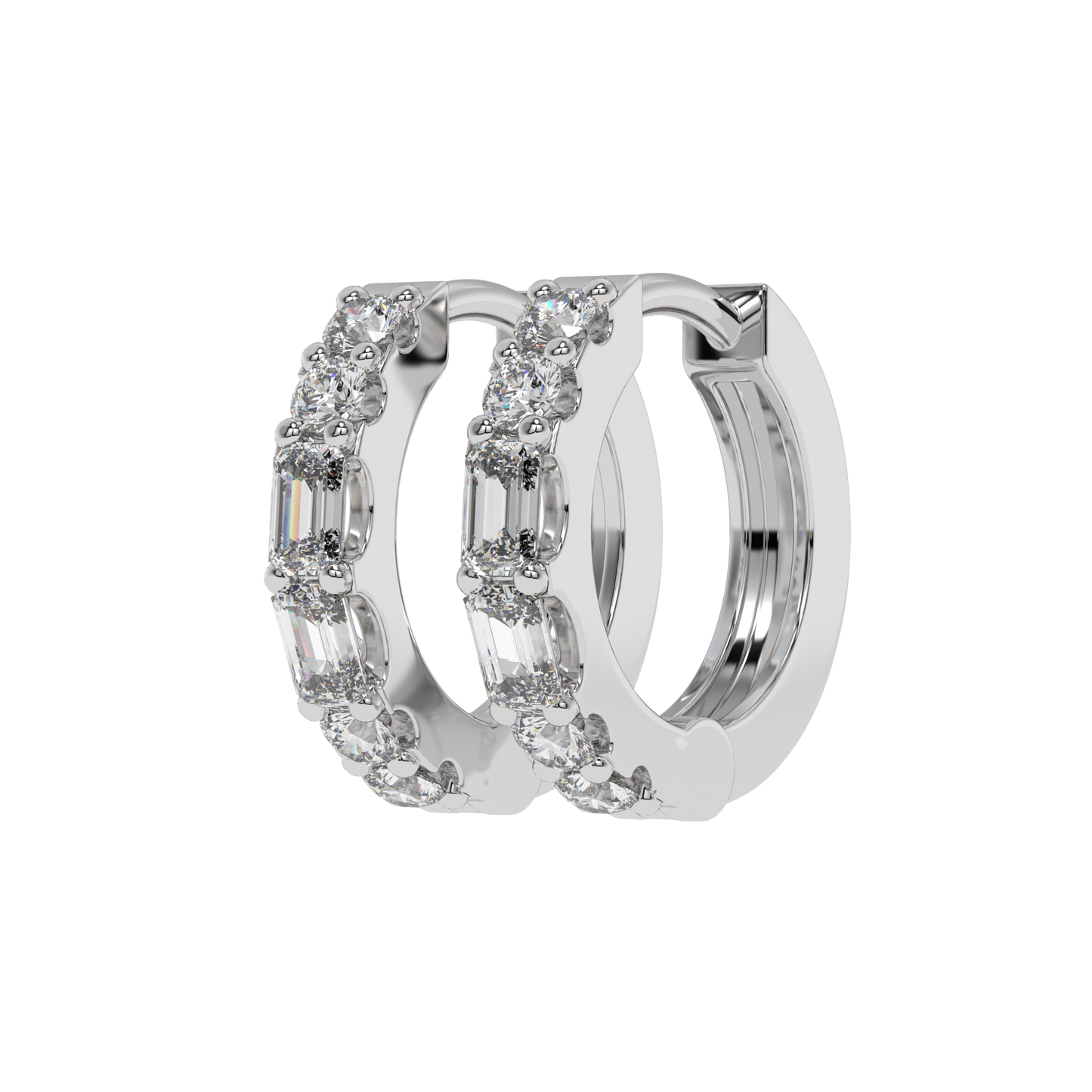 Emerald and Round Diamond Hoop Earrings CaratLink