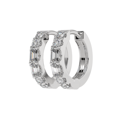 Emerald and Round Diamond Hoop Earrings CaratLink