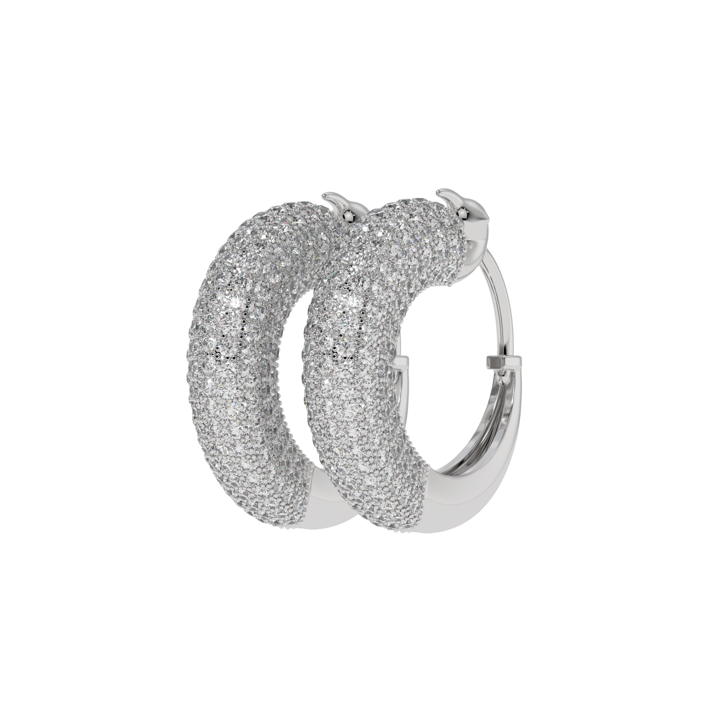 Pavé Diamond Wide Hoop Earrings CaratLink